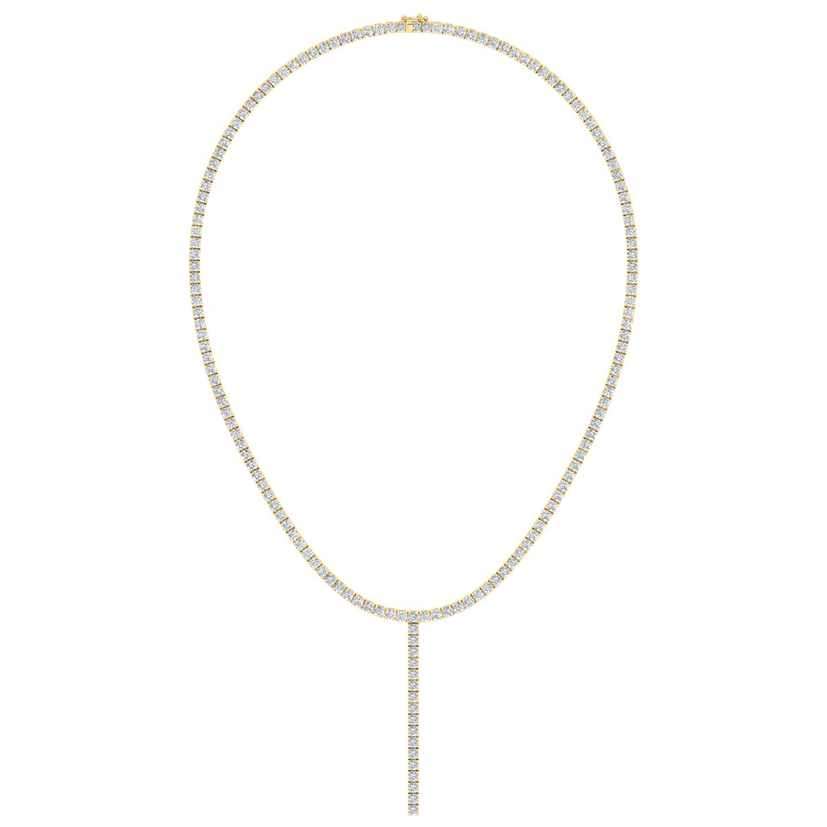 4 Prong Natural Diamond Y Drop Tennis Necklace YG 3