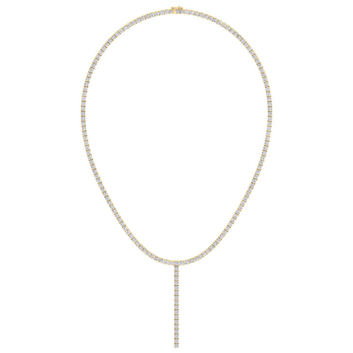 4 Prong Natural Diamond Y Drop Tennis Necklace YG 3