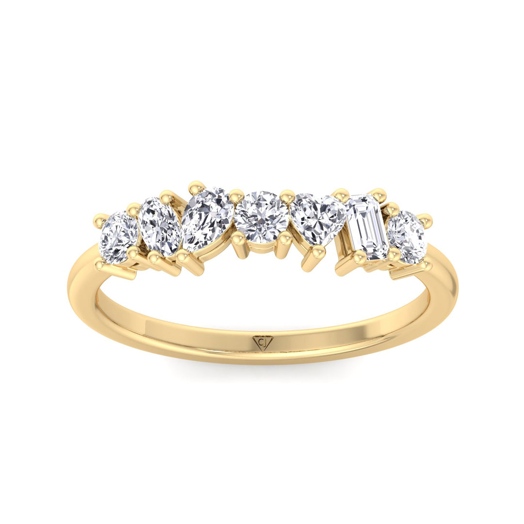 Multi Shape Half Way Natural Diamond Eternity Band Yellow Gold 14K 18K