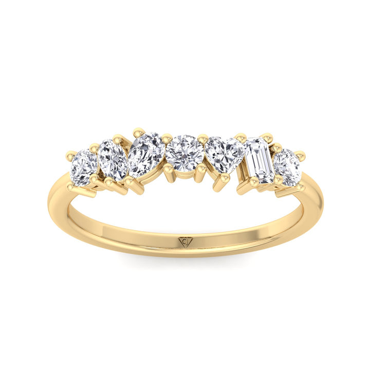Multi Shape Half Way Natural Diamond Eternity Band Yellow Gold 14K 18K