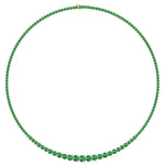 4 Prong Graduated Natural Green Emerald Tennis Necklace Yellow Gold 14K 18K