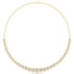 Halfway Graduated Bezel Set Natural Diamond Tennis Necklace Yellow Gold 14K 18K