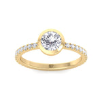 Monza - Round Bezel Set Engagement Ring with Pave Band - Gem Jewelers Co