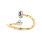 Prisca - Emerald Cut & Round Cut Diamond Stackable Ring - Gem Jewelers Co