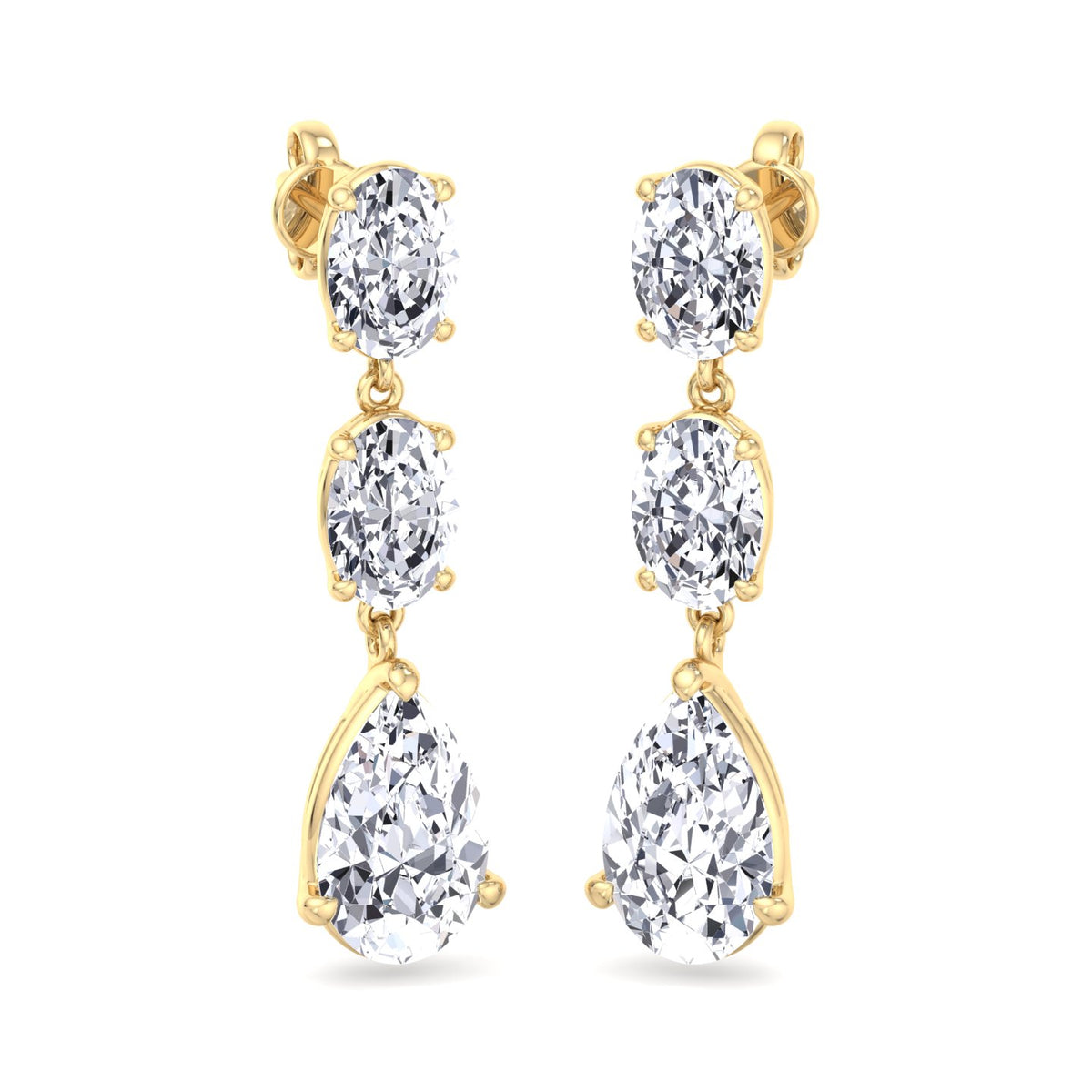 Wynn - Oval and Pear Shape Diamond Drop Earrings - Gem Jewelers Co