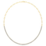 Piazza - Halfway Adjustable Diamond Tennis Necklace With Paperclip Chain - Gem Jewelers Co