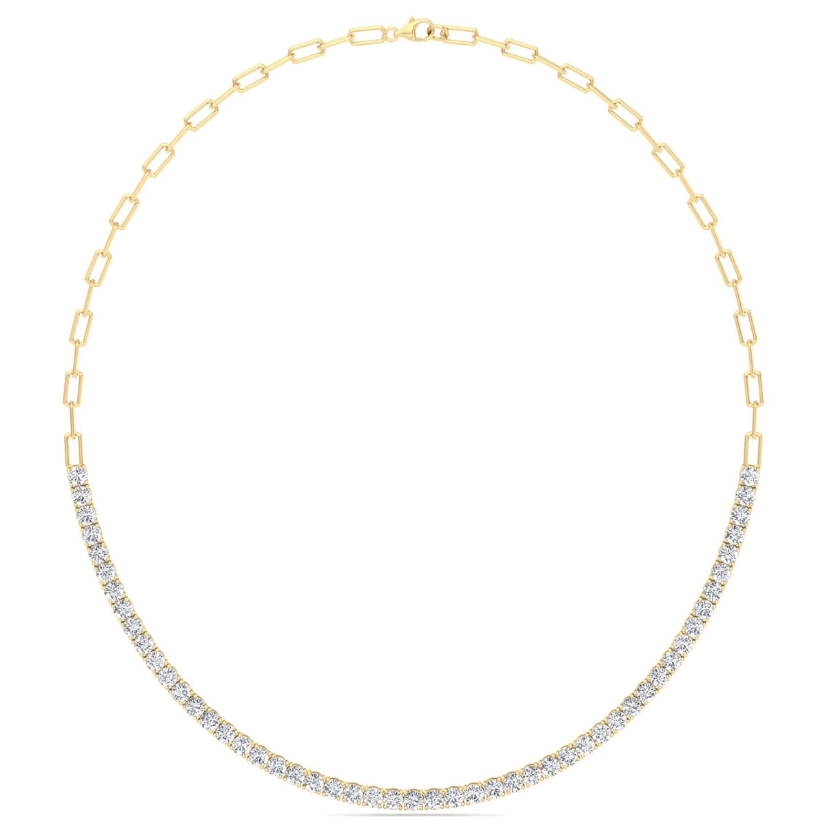 Piazza - Halfway Adjustable Diamond Tennis Necklace With Paperclip Chain - Gem Jewelers Co