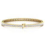 Channel Setting Round Cut Natural Diamond Tennis Bracelet  14K 18K Yellow Gold