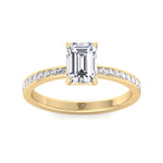 Ferizia - Emerald Shape Diamond Engagement Ring with Channel Set Band - Gem Jewelers Co