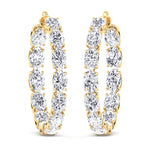 Inside Out Oval Natural Diamond Hoop Earring 1.25” Yellow Gold 14K 18K