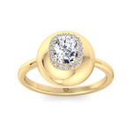 Inez - Bubble Bezel Cushion Shape Halo Diamond Engagement Ring - Gem Jewelers Co