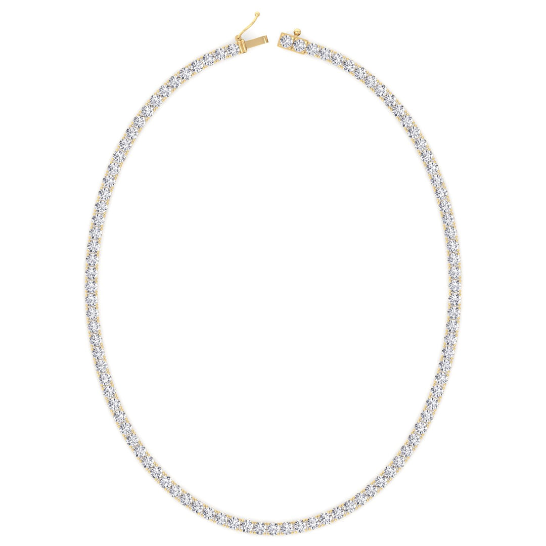 Non-Flip 4-Prong Natural Diamond Tennis Necklace - 14K Solid Gold