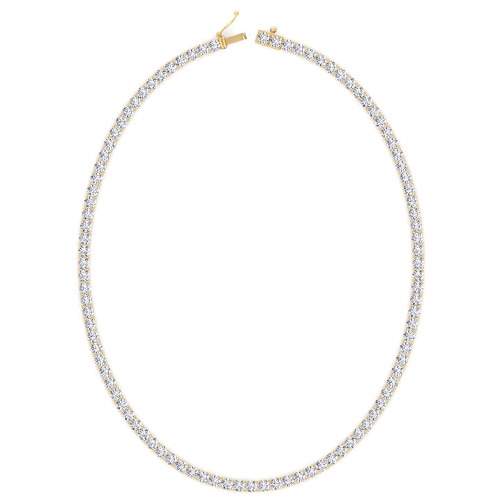 Non-Flip 4-Prong Natural Diamond Tennis Necklace - 14K Solid Gold