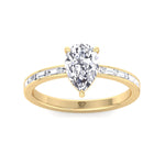 Gina - Pear Shape Diamond Engagement Ring with Baguette Shape Channel Set Side Stone Band - Gem Jewelers Co