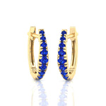 Natural Blue Sapphire Graduated Round Shape Huggie Hoop Earrings  YG 2