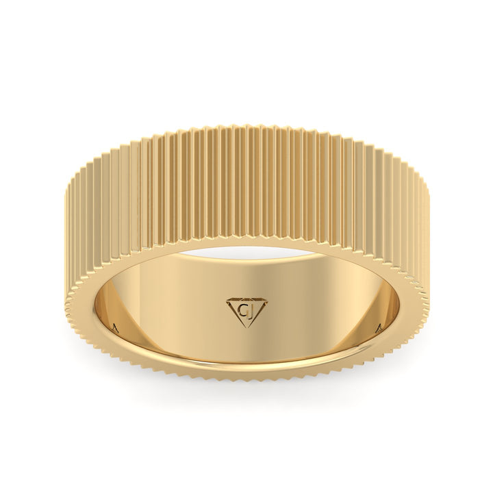 Franco - Unisex 8mm Fluted Gold Band - Gem Jewelers Co