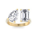 Leani - Toi Et Moi Hidden Halo Emerald and Pear Shape Diamond Engagement Ring - Gem Jewelers Co