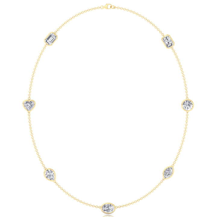Multi Shape Natural Diamonds By The Yard Necklace Yellow Gold 14K