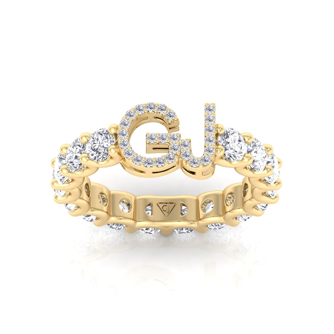 Custom Initial Round Shape Natural Diamond Eternity Band