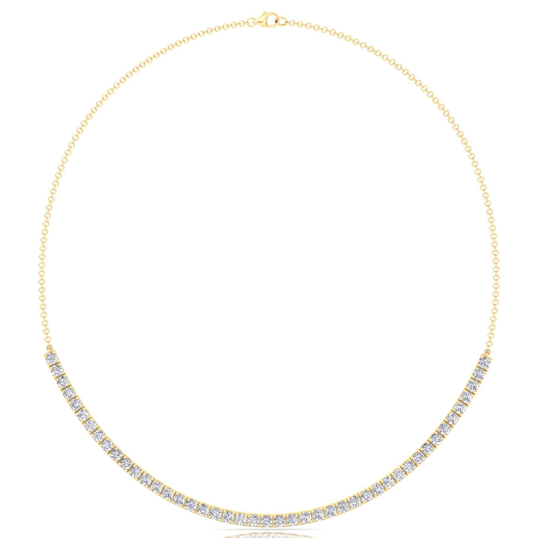 Halfway 4-Prong Natural Diamond Tennis Necklace Yellow Gold 14K 18K