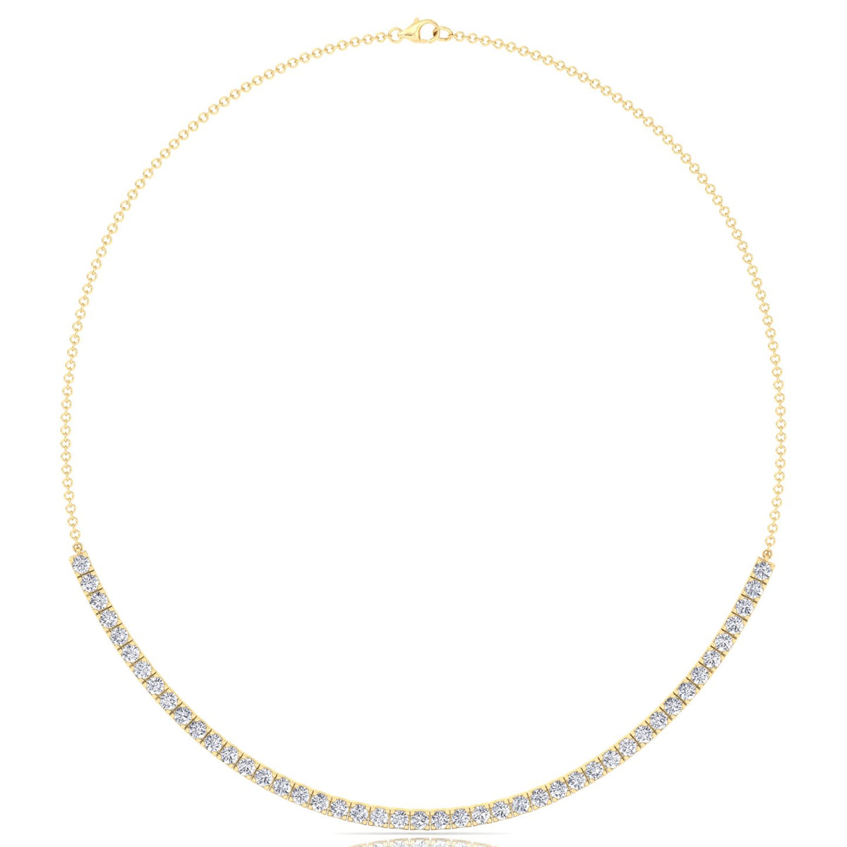 Halfway 4-Prong Natural Diamond Tennis Necklace Yellow Gold 14K 18K
