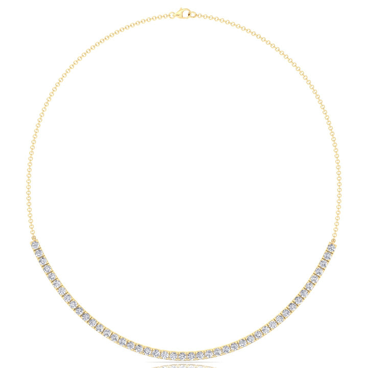 Halfway 4-Prong Natural Diamond Tennis Necklace Yellow Gold 14K 18K
