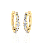 Graduated Round Shape Natural Diamond Huggie Hoop Earrings Yellow Gold 14K