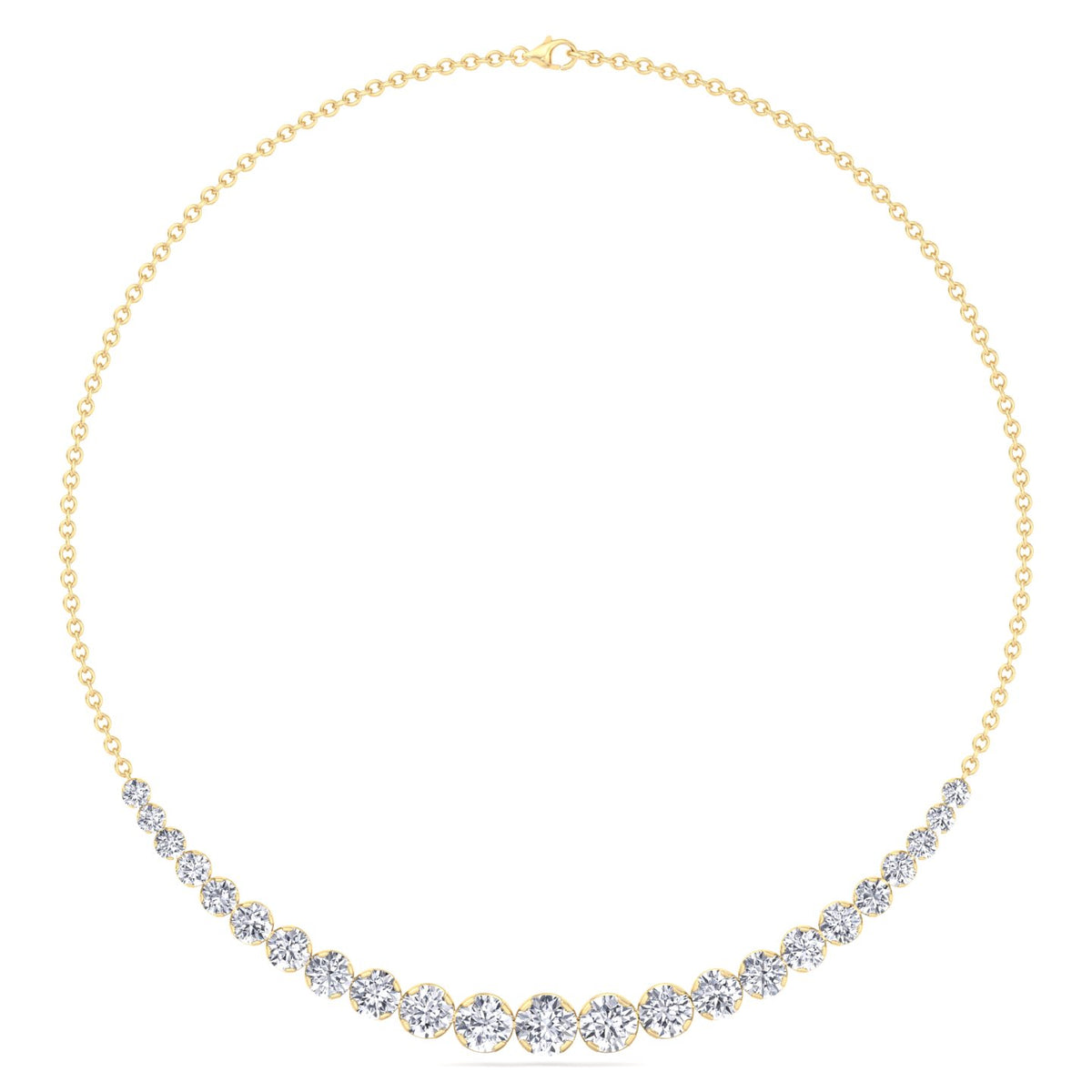 Tullia - Halfway Graduated Crown Prong Natural Diamond Tennis Necklace - Gem Jewelers Co