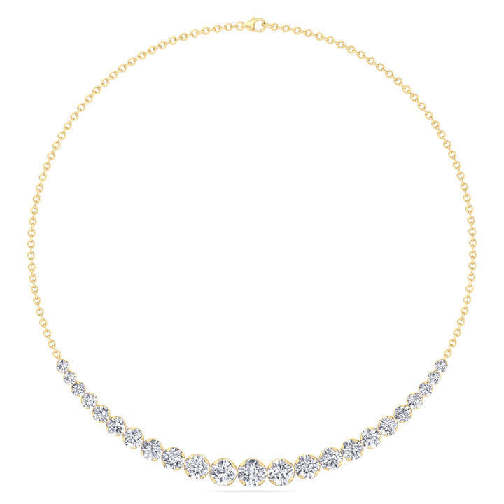 Tullia - Halfway Graduated Crown Prong Natural Diamond Tennis Necklace - Gem Jewelers Co