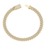 Natural diamond Cuban link bracelet 18K yellow gold
