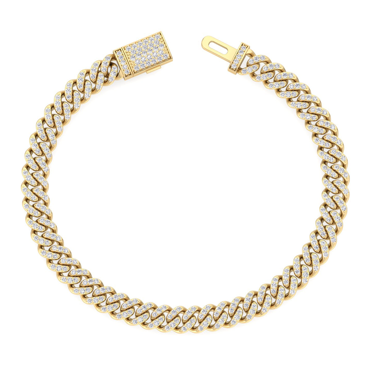 Natural diamond Cuban link bracelet 18K yellow gold