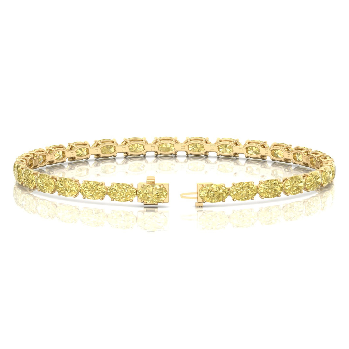 Oval fancy yellow diamond tennis bracelet 18K white gold