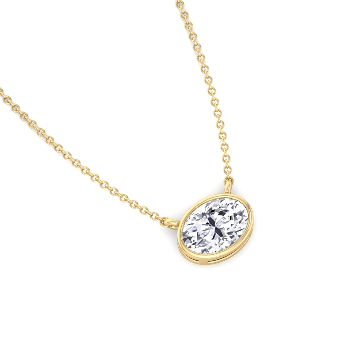 Lia - Bezel Set Oval Shape Diamond Pendant - Gem Jewelers Co
