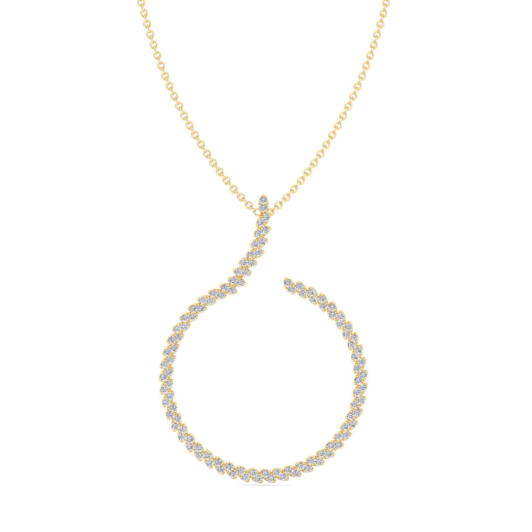 4.8CT T.W. Circle Swirl Pendant with Marquise Shape Yellow Gold 14K 18K