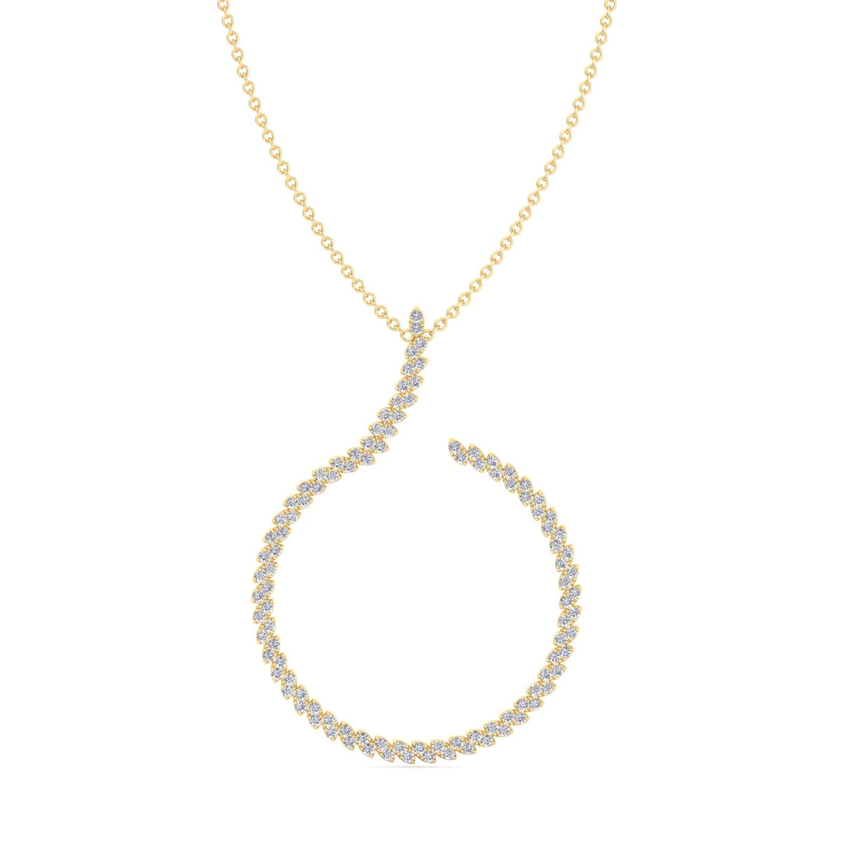 4.8CT T.W. Circle Swirl Pendant with Marquise Shape Yellow Gold 14K 18K