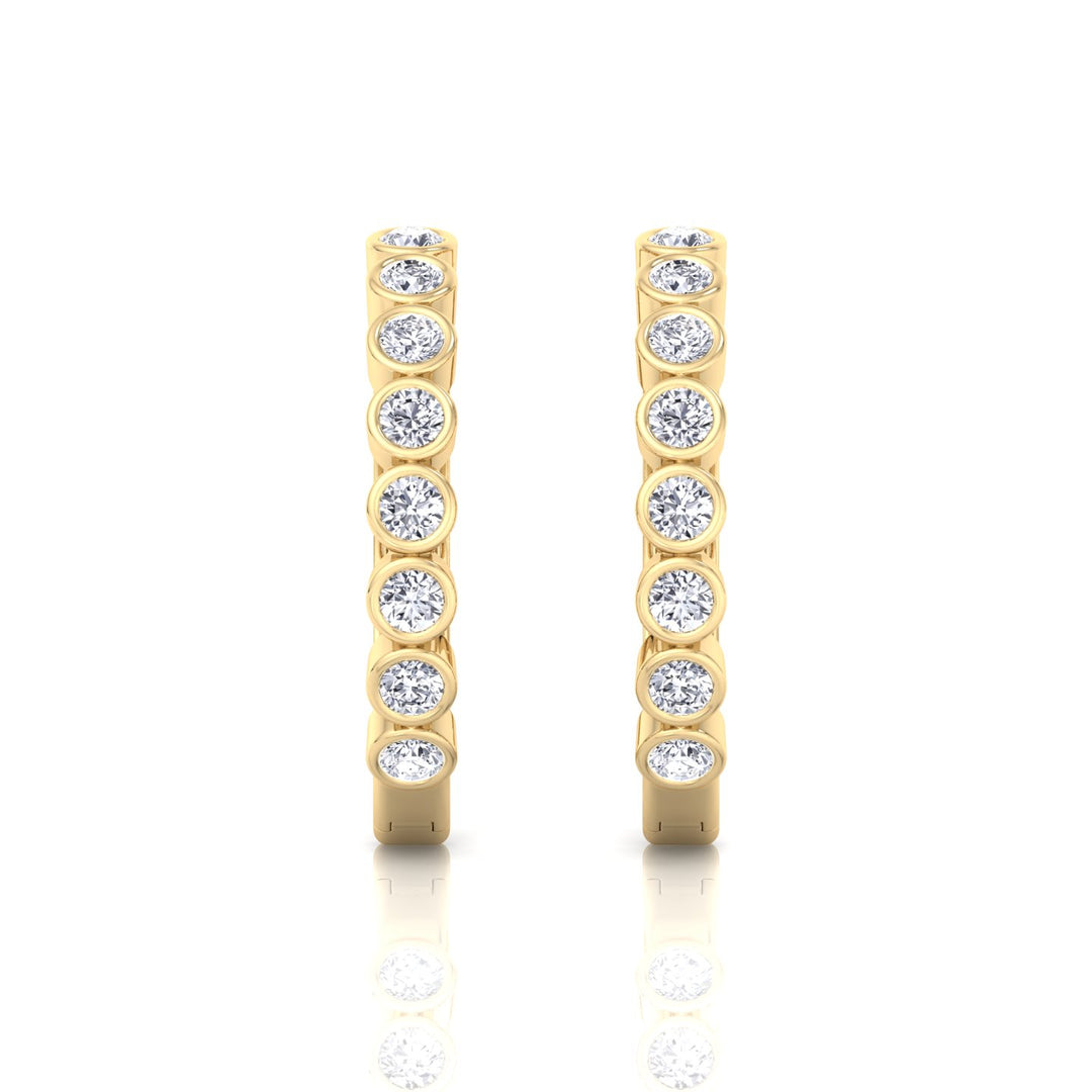 YG Round Shape Natural Diamond Hoop Earrings 3