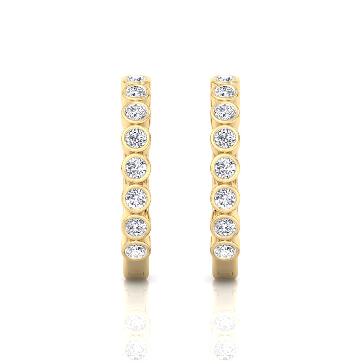 YG Round Shape Natural Diamond Hoop Earrings 3