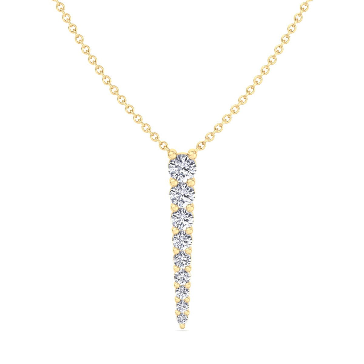 Graduated Natural Diamond Drop Pendant Yellow Gold 14K
