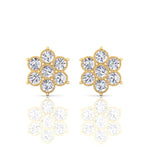 Vintage Style Natural Diamond Flower Earrings Yellow 14K