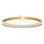 Channel Setting Round Cut Natural Diamond Tennis Bracelet  14K  Yellow Gold