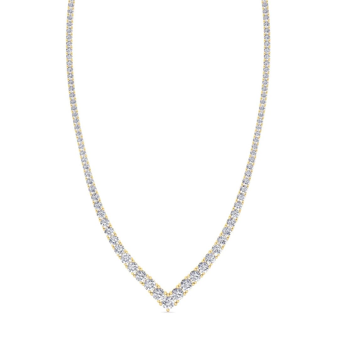 Natural Diamond V Style Chevron Tennis Necklace 14K Solid Gold