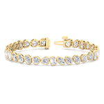 Bezel Multi Shape Natural Diamond Tennis Bracelet in Solid Gold  11CT Yellow
