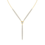 Natural Eternity Style Diamond Lariat  Necklace Yellow Gold 14K 