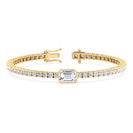 Athena - 7CT T.W Single Stone Emerald Shape Bezel Natural Diamond Tennis Bracelet - Gem Jewelers Co