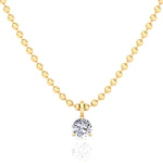 Natural Diamond Beaded Necklace with Round Pendant-0.50CT-1CT-Yellow Gold