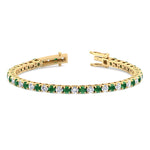 Estelle - Natural Diamond & Emerald Tennis Bracelet - Gem Jewelers Co