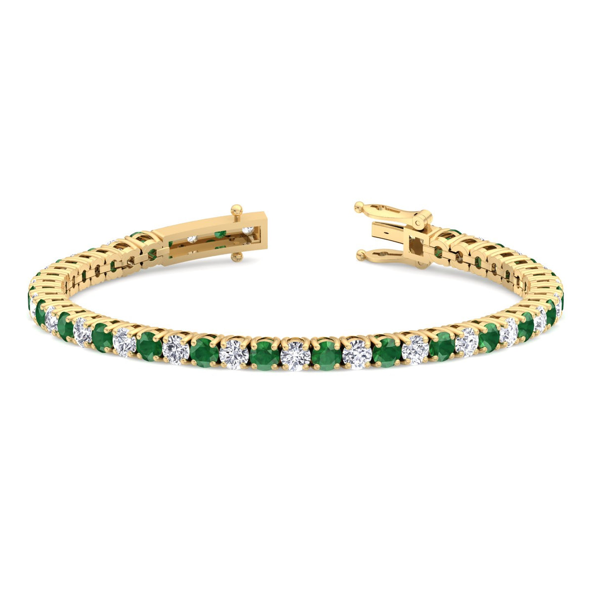 Estelle - Natural Diamond & Emerald Tennis Bracelet - Gem Jewelers Co
