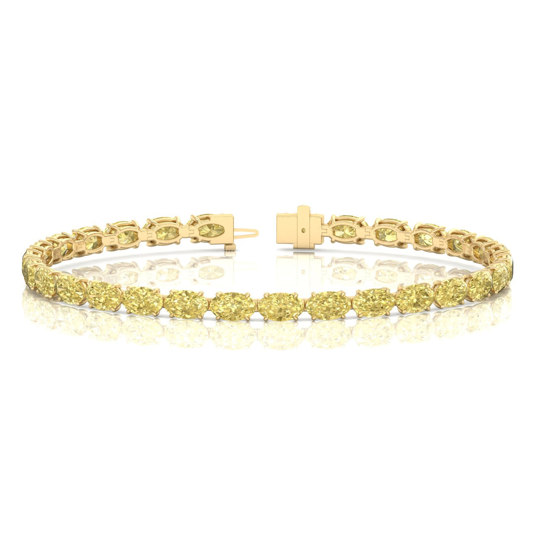 10CT East to West Oval Shape Natural Fancy Yellow Diamond Tennis Bracelet