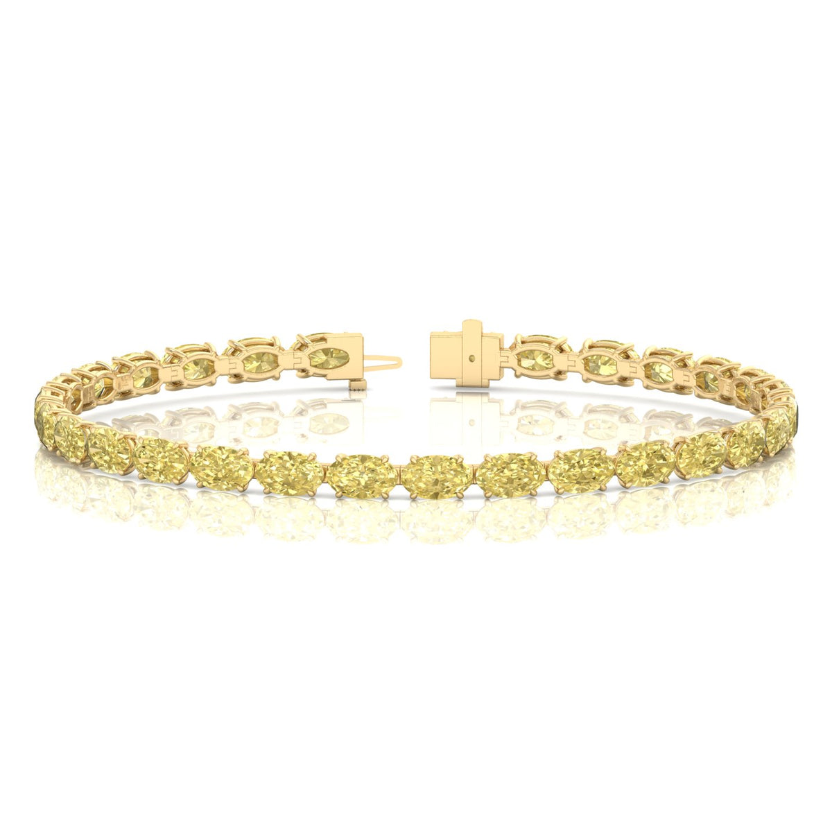 Oval fancy yellow diamond tennis bracelet 14K yellow gold