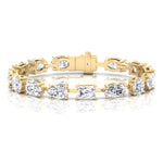 Mixed Shape Natural Diamond Tennis Bracelet Yellow Gold 18K